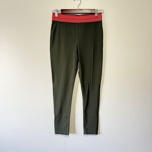 FP Movement Leggings Olive Green Pink Stripe‎ Waist Activewear Workout Pants